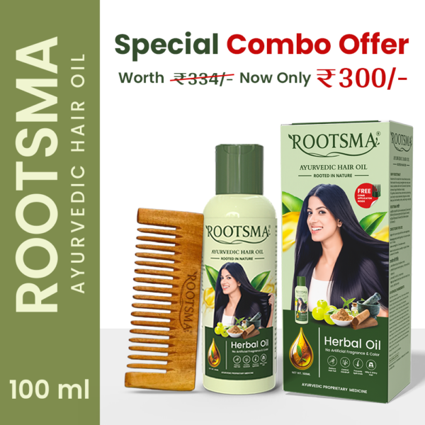 Rootsma Hair Care Combo – Hair Oil + Neem Comb(100ml) - Image 2